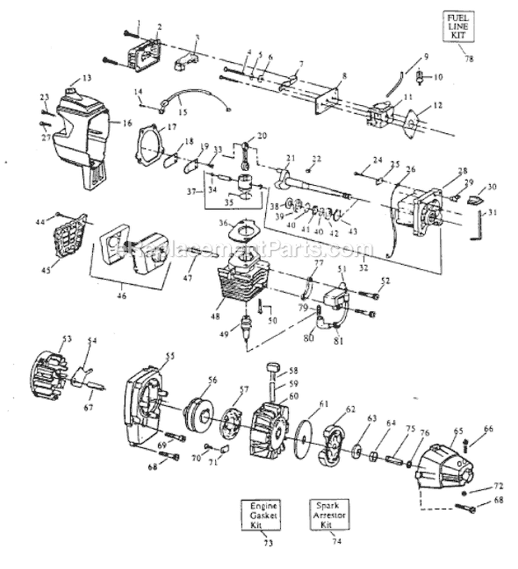 Page C Diagram and Parts List for TT-20  Weed Eater Trimmer